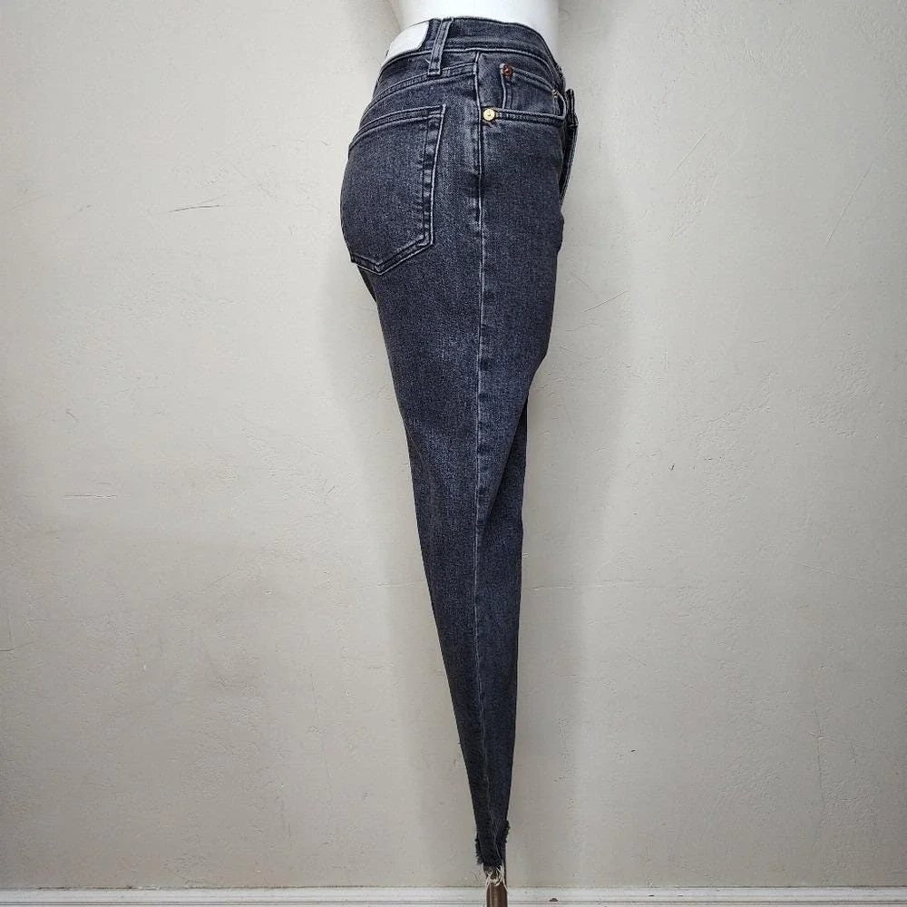 RE/DONE Women's Black Straight Leg Cropped‎ Stretch Denim Jeans Size 28